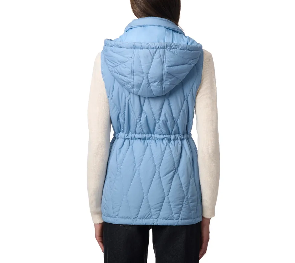 Quilted Puffer Vest with Patch Pockets Aqua Blue