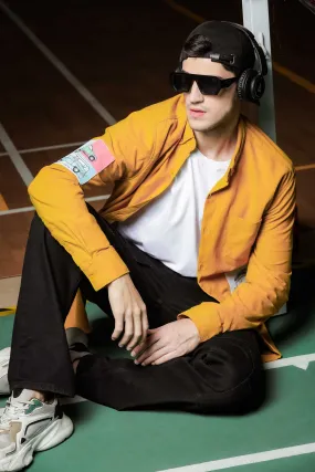 Relaxed Fit Yellow Appliqued Corduroy Shirt