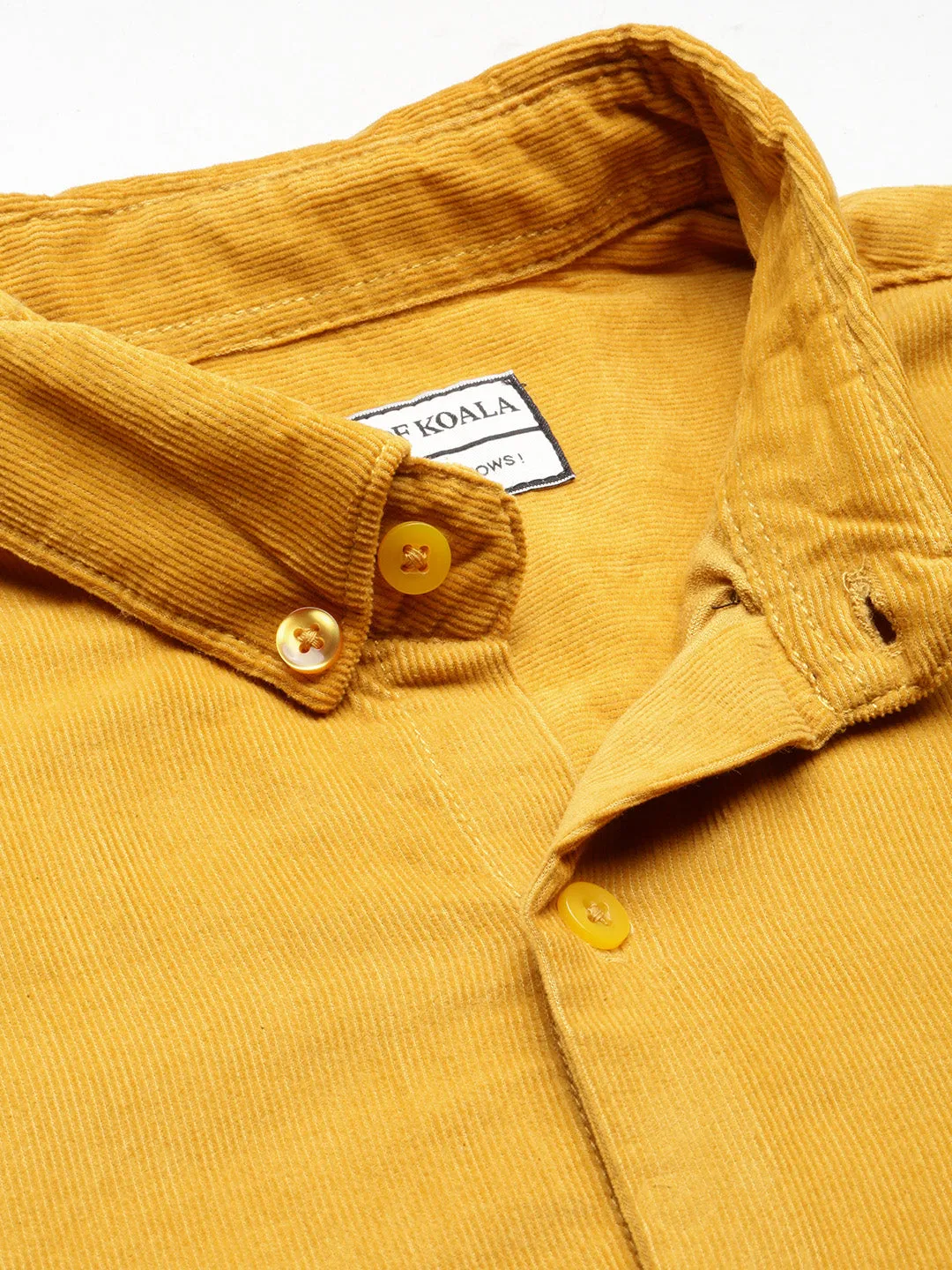 Relaxed Fit Yellow Appliqued Corduroy Shirt
