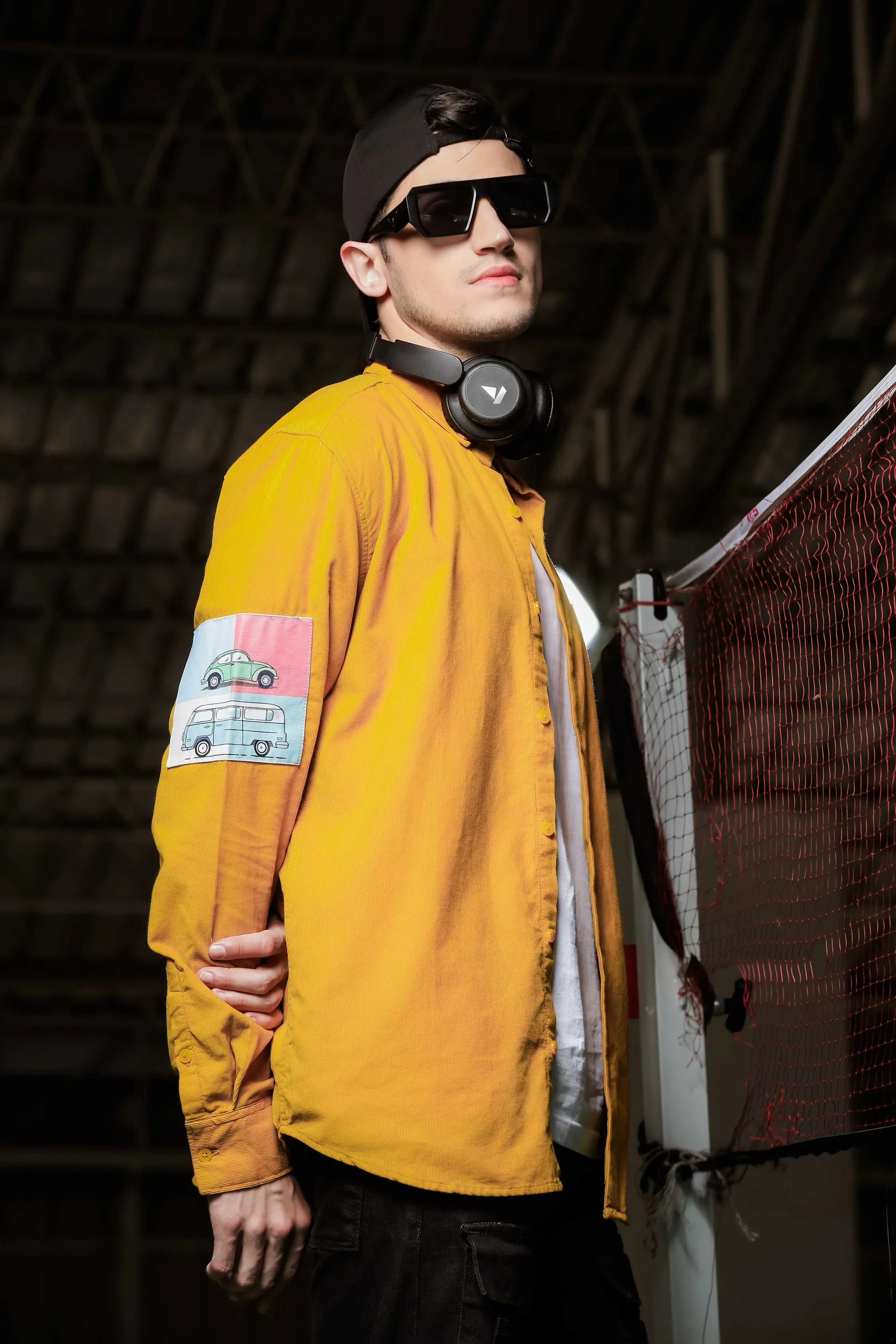 Relaxed Fit Yellow Appliqued Corduroy Shirt