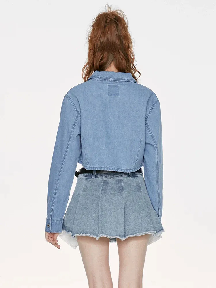 Short Top Asymmetrical Blue Denim