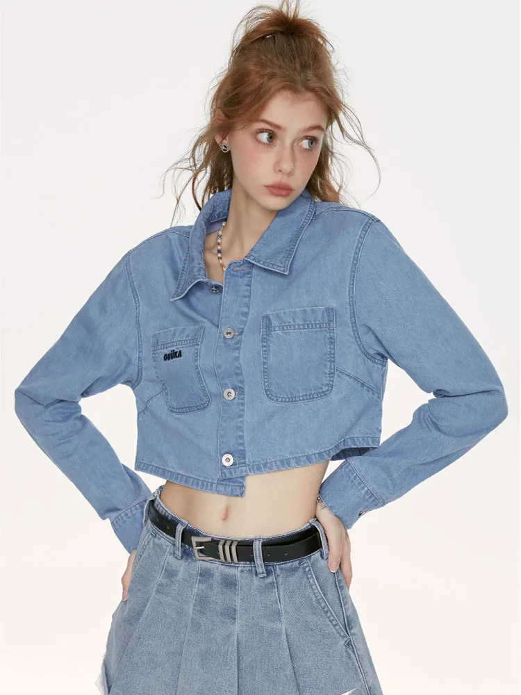Short Top Asymmetrical Blue Denim