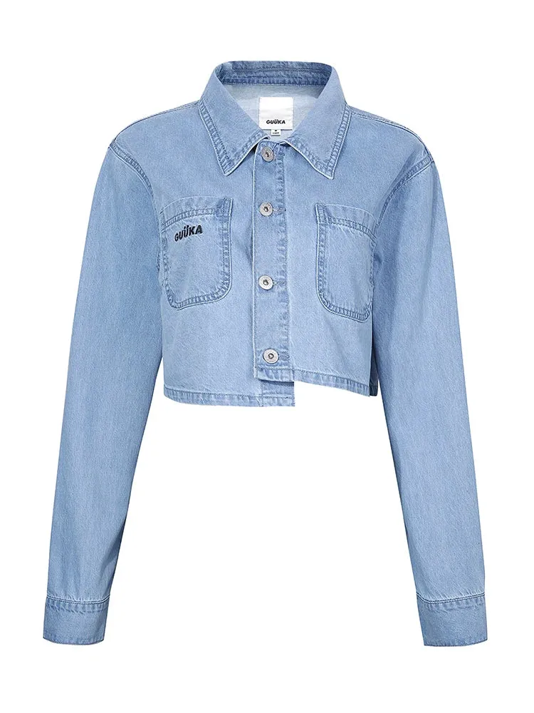 Short Top Asymmetrical Blue Denim