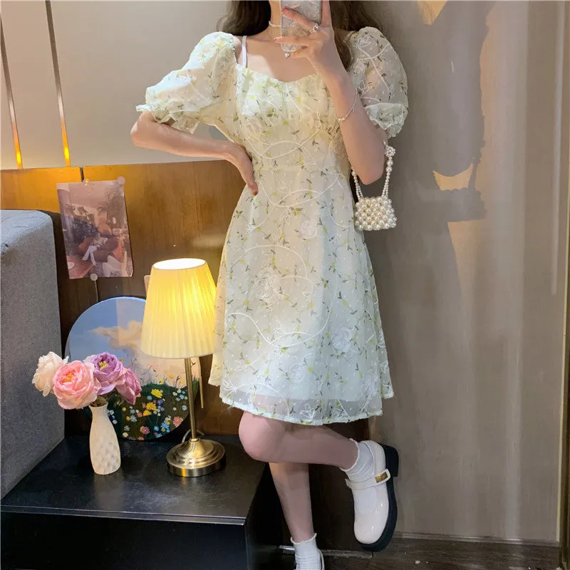 Small Fresh Suspender Floral Dress