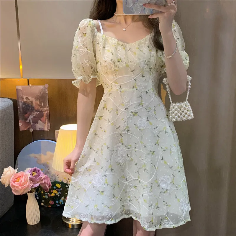Small Fresh Suspender Floral Dress