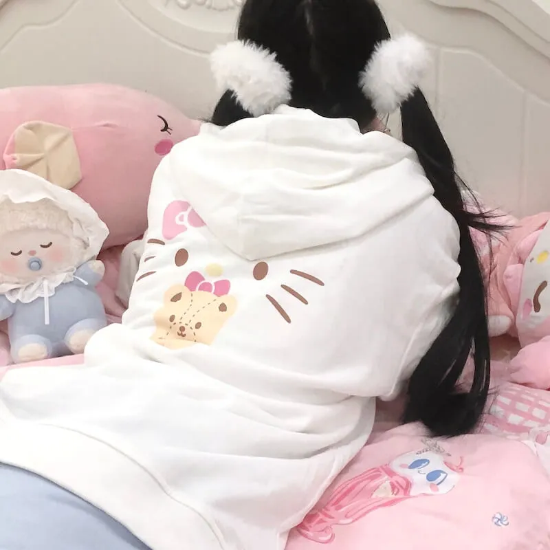 Soft kitty zipper hoodie