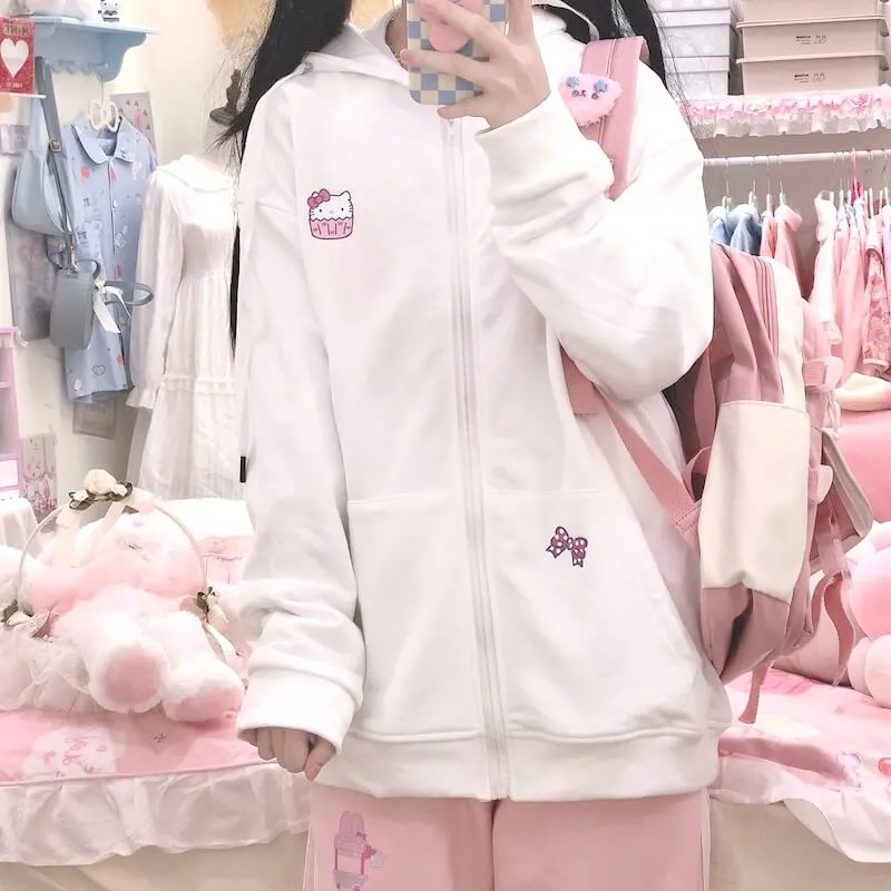 Soft kitty zipper hoodie