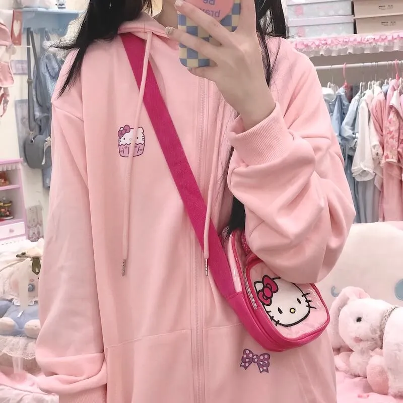 Soft kitty zipper hoodie