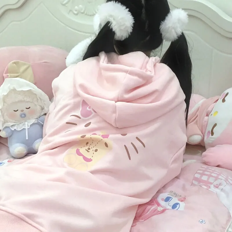 Soft kitty zipper hoodie