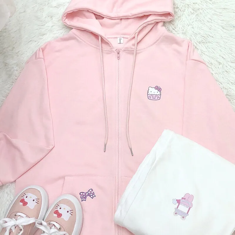 Soft kitty zipper hoodie