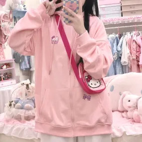 Soft kitty zipper hoodie