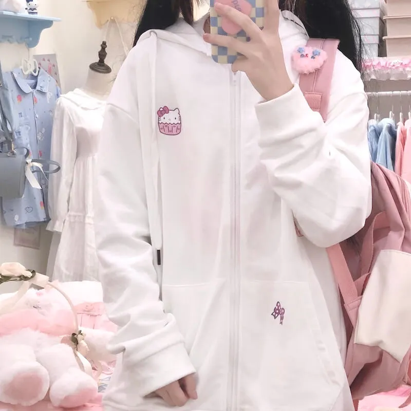 Soft kitty zipper hoodie