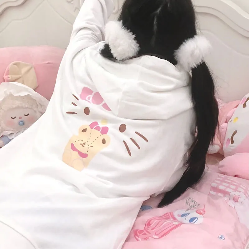 Soft kitty zipper hoodie