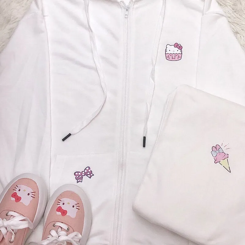 Soft kitty zipper hoodie