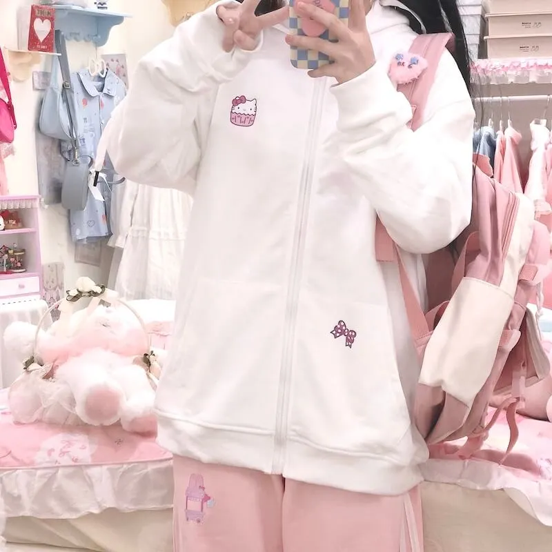 Soft kitty zipper hoodie