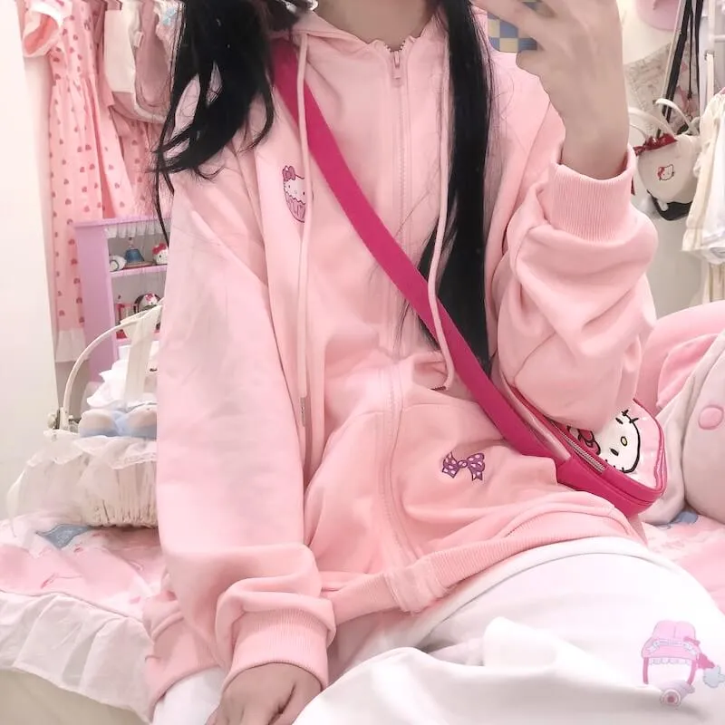 Soft kitty zipper hoodie
