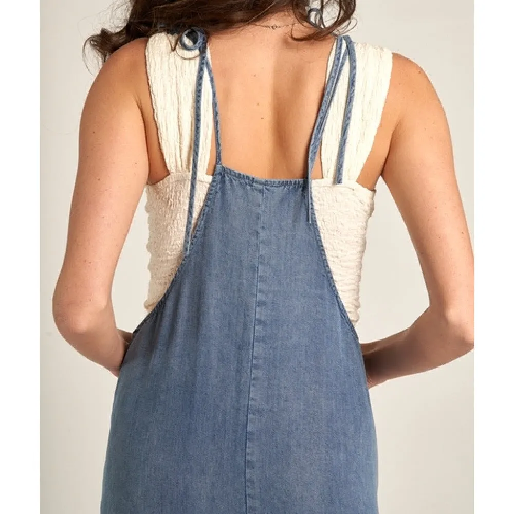 Tencel Tie Shoulder Soft Denim Maxi Dress