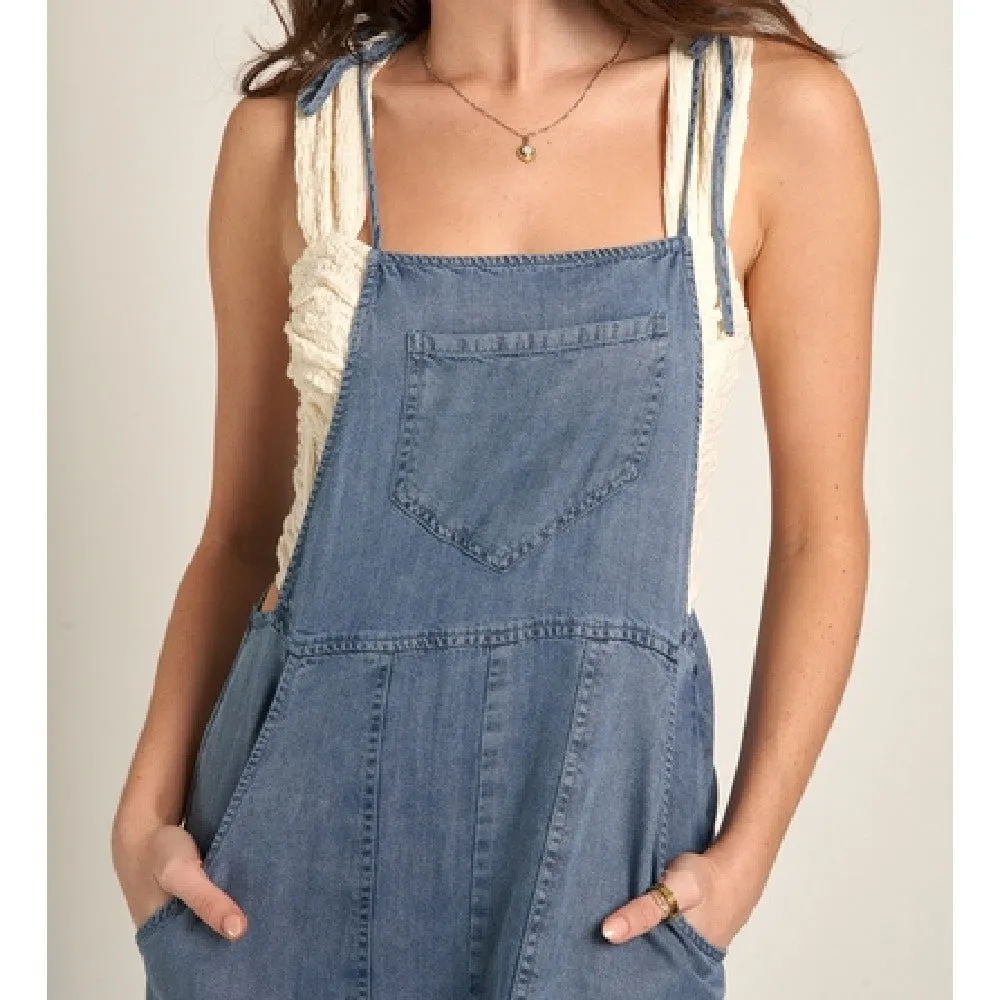 Tencel Tie Shoulder Soft Denim Maxi Dress