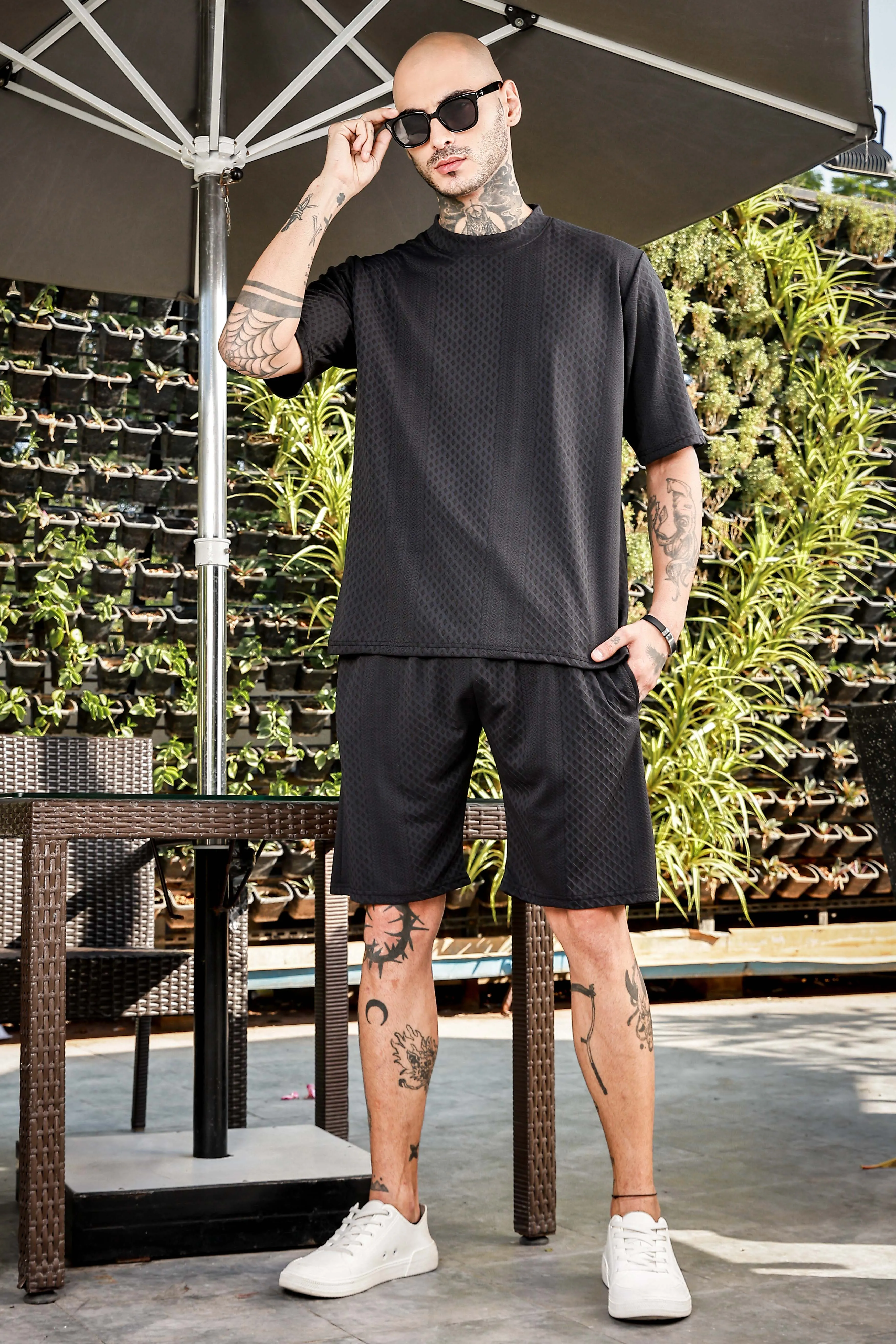 Unisex Black Casual Wear Knitted All-Day Comfort Shorts