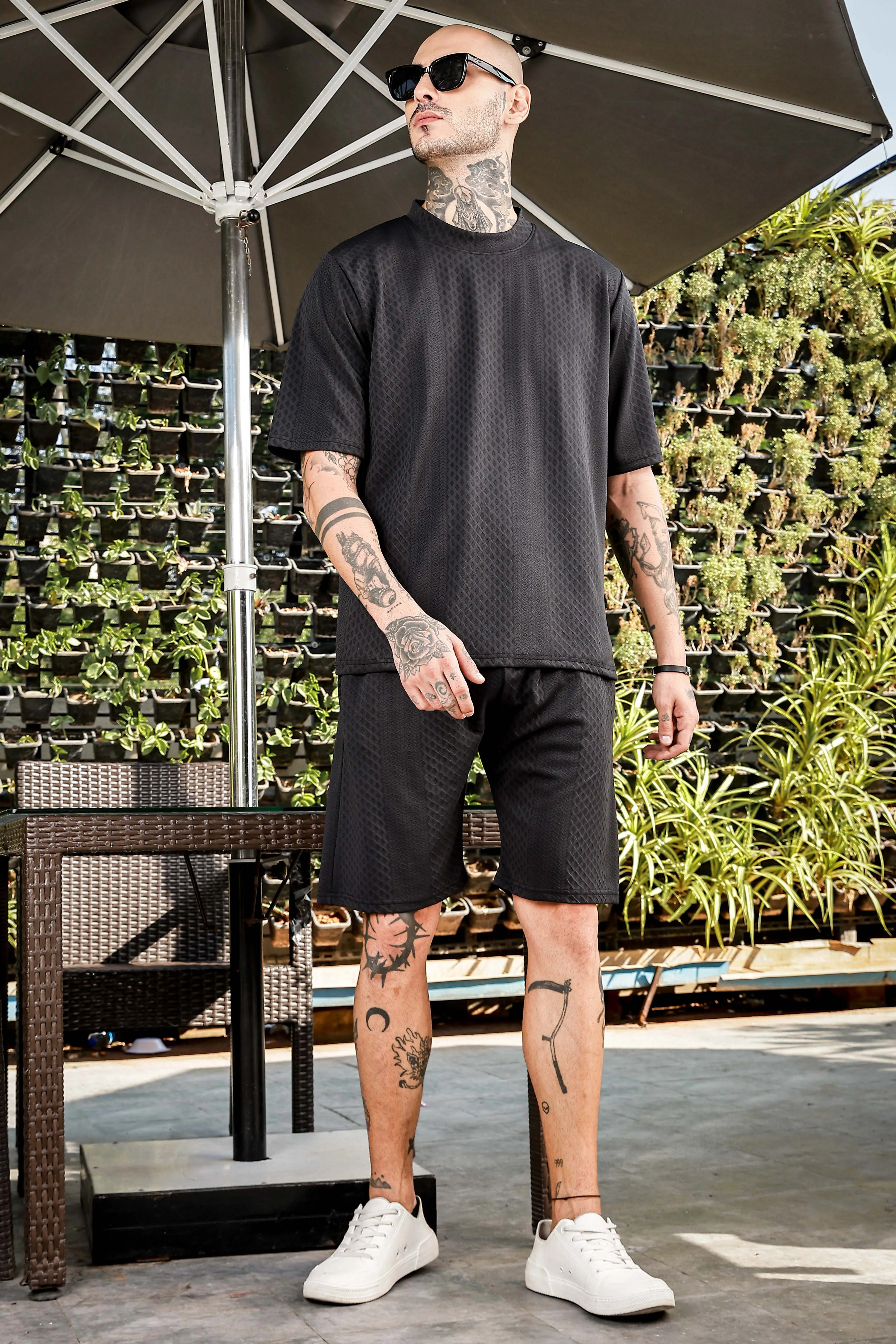 Unisex Black Casual Wear Knitted All-Day Comfort Shorts