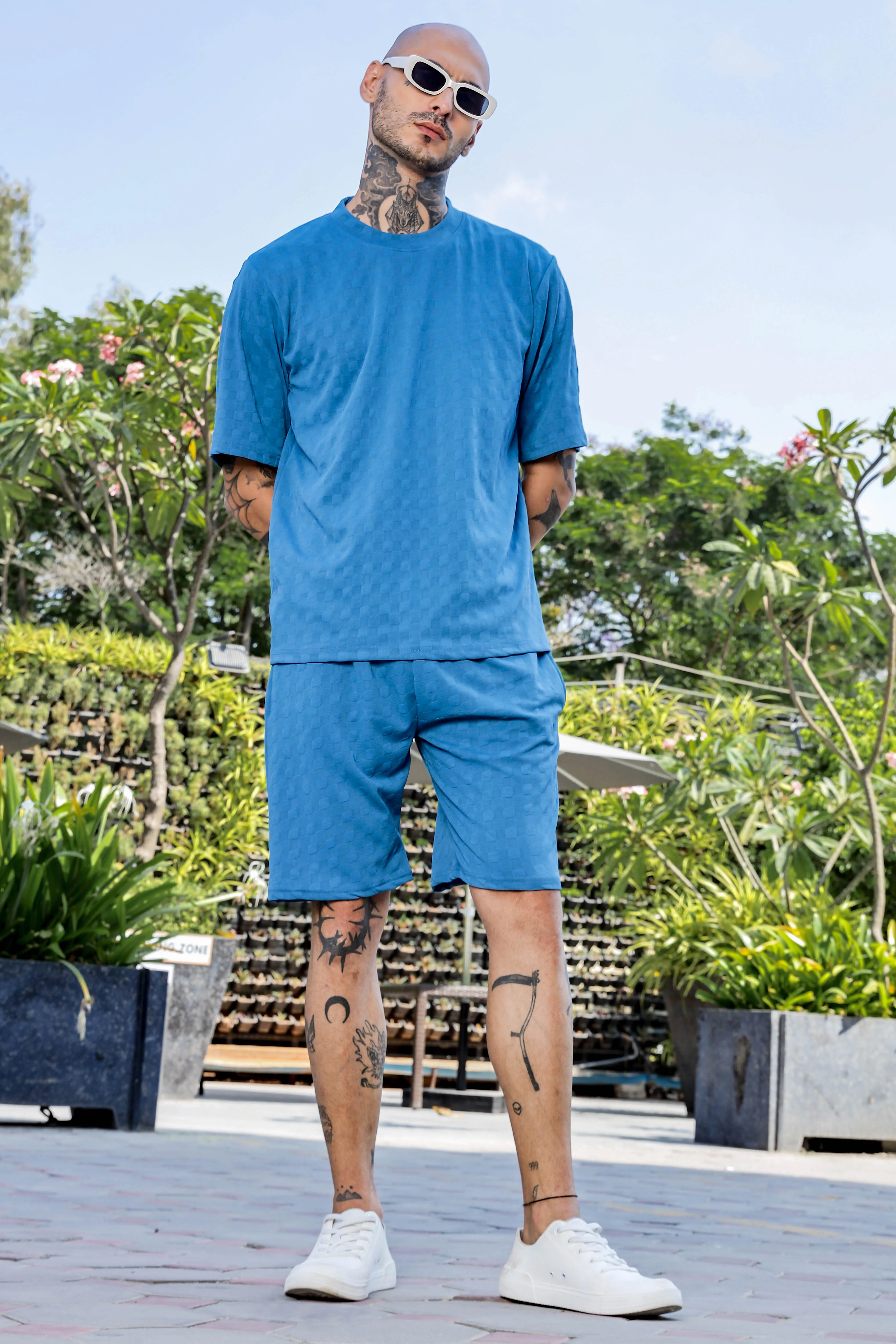Unisex Blue Casual Wear Knitted All-Day Comfort Shorts