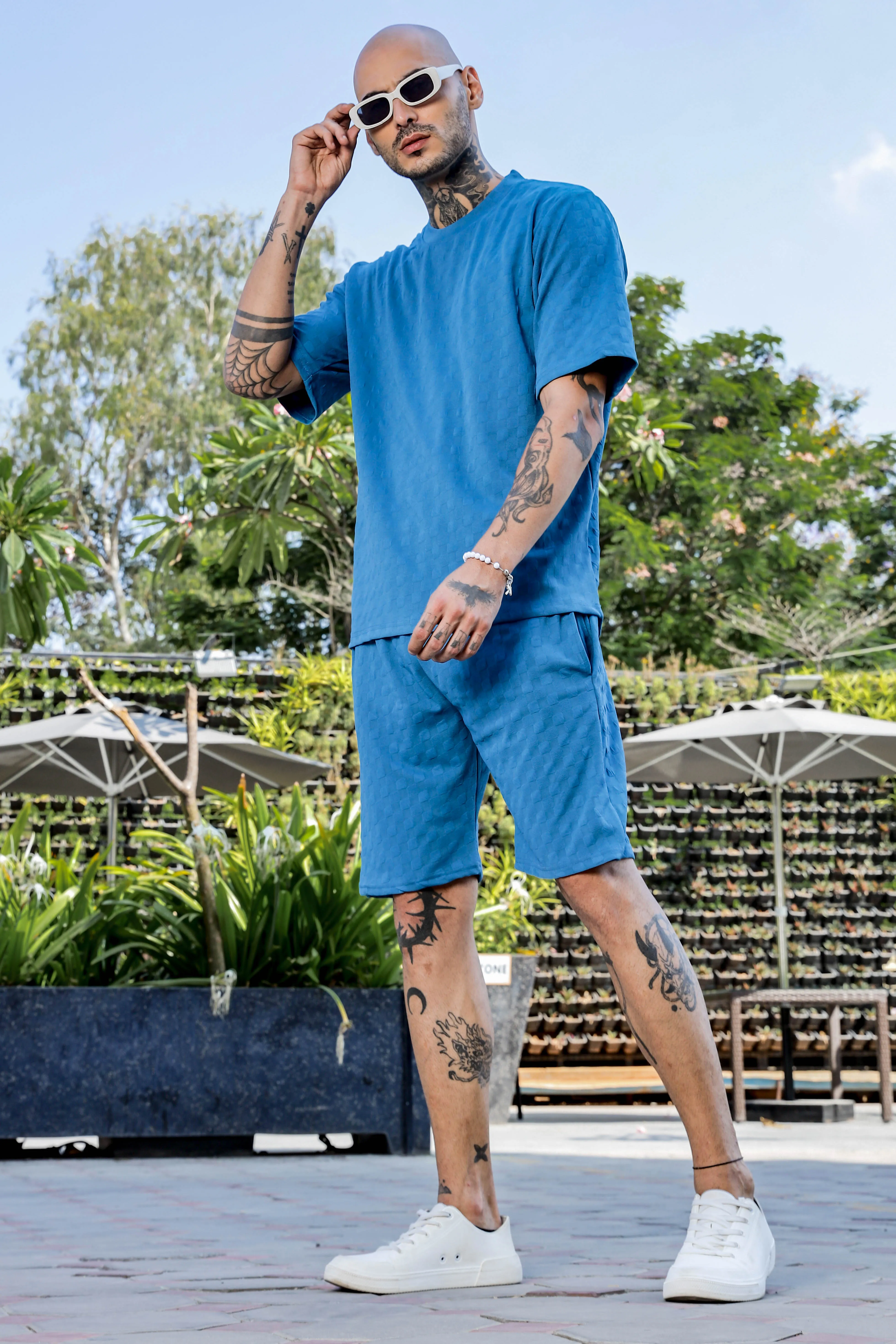 Unisex Blue Casual Wear Knitted All-Day Comfort Shorts