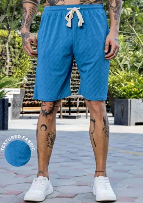 Unisex Blue Casual Wear Knitted All-Day Comfort Shorts