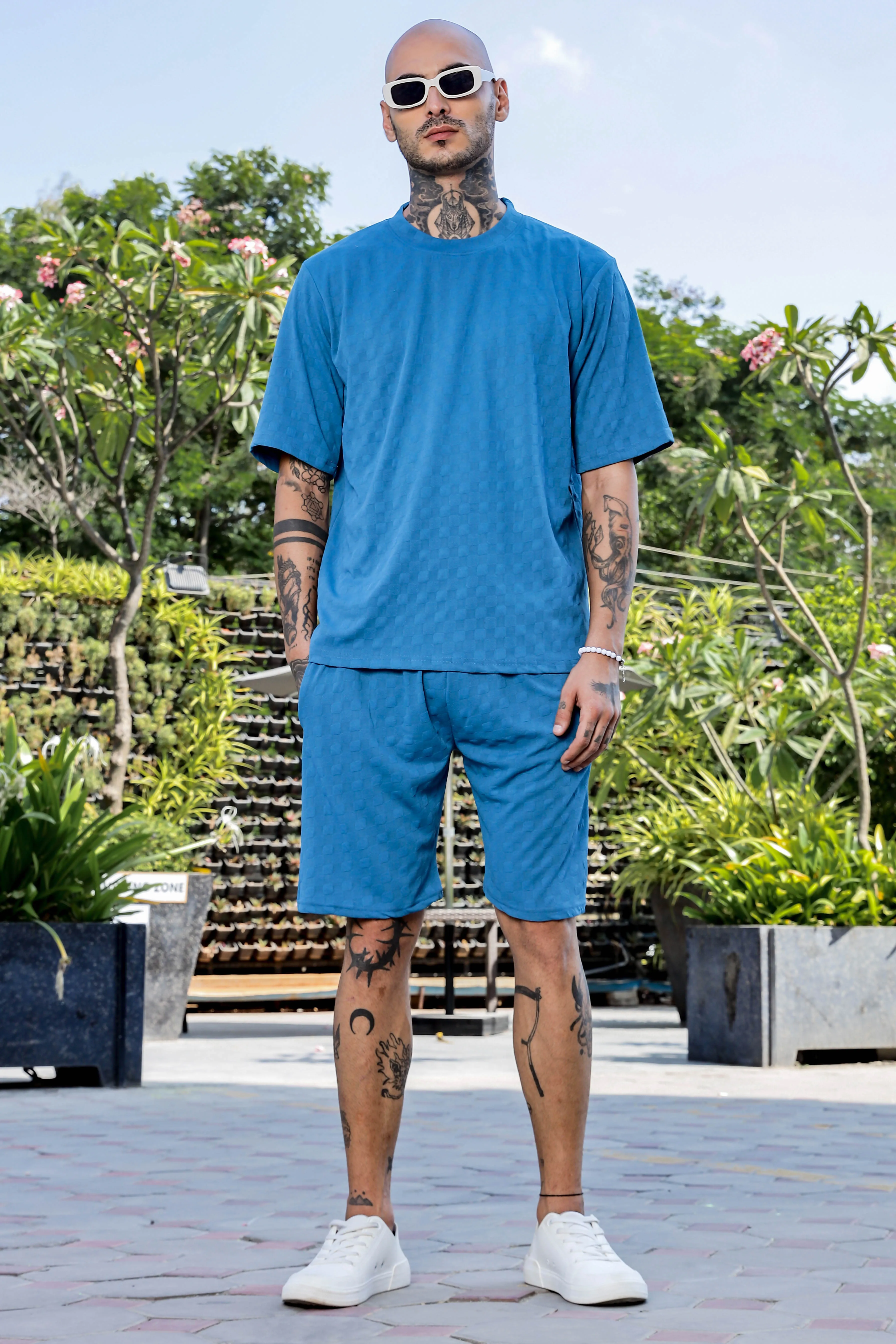 Unisex Blue Casual Wear Knitted All-Day Comfort Shorts