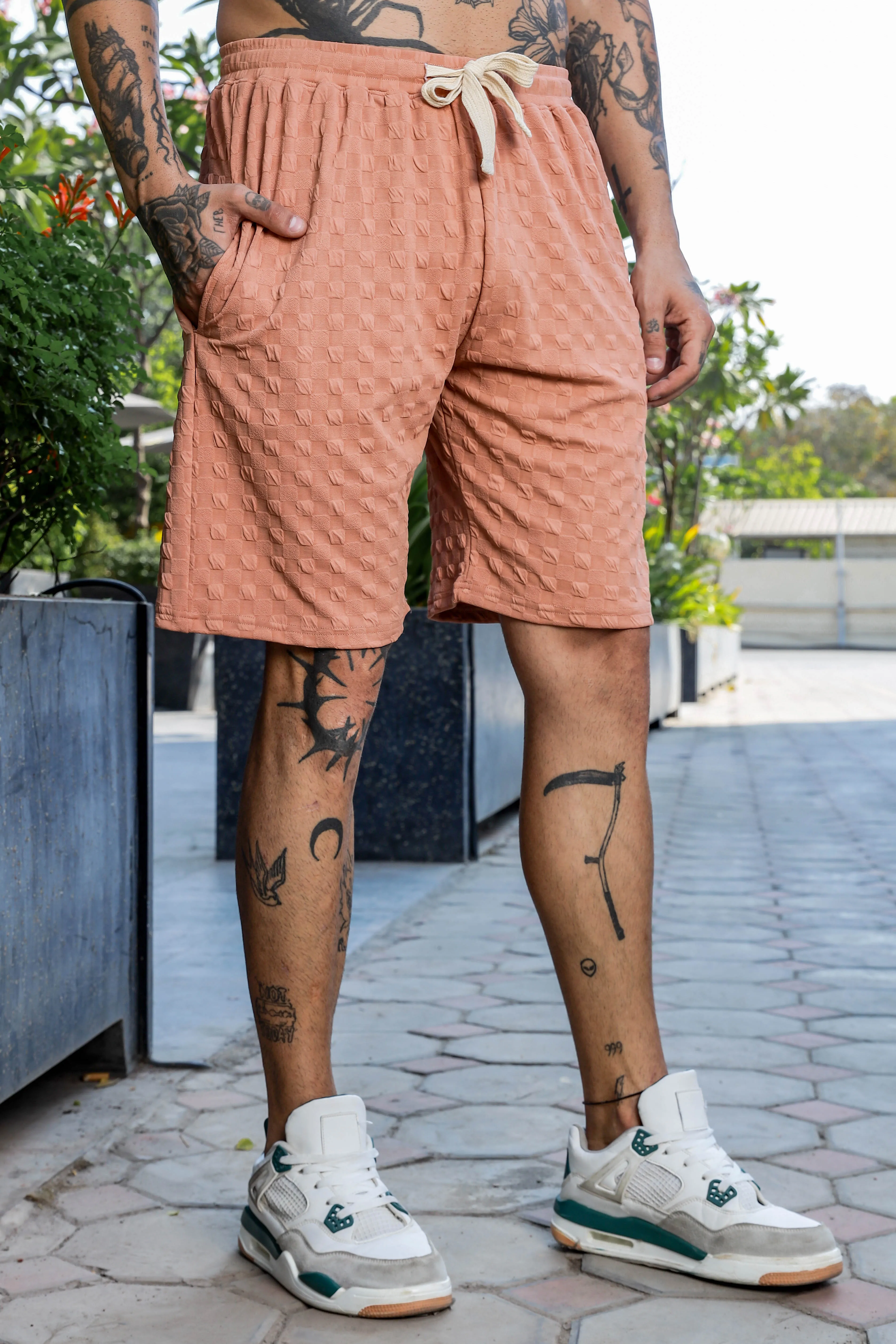 Unisex Brown Casual Wear Knitted All-Day Comfort Shorts