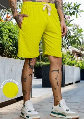 Unisex Lime Green Casual Wear Knitted All-Day Comfort Shorts