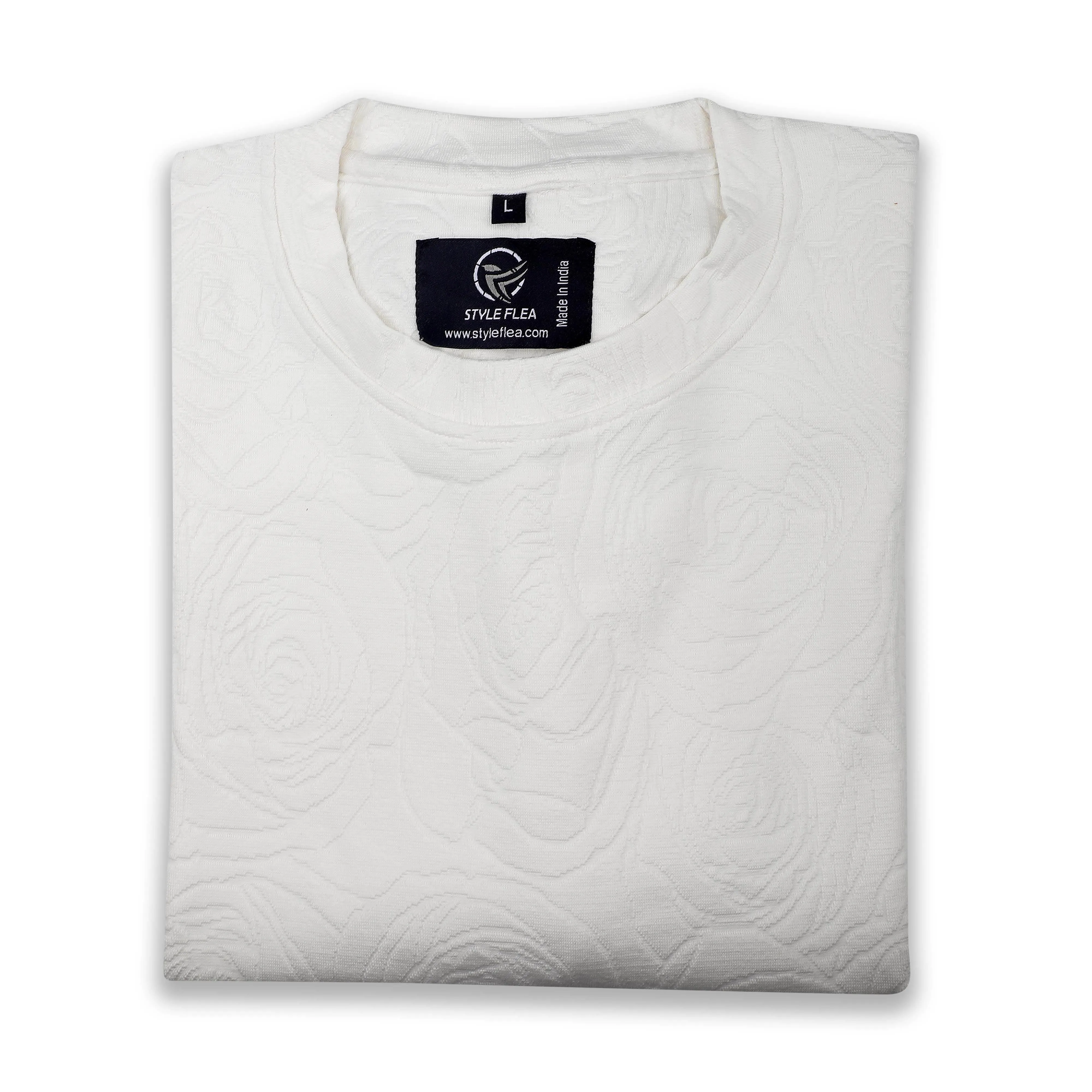 White Rose Embossed Drop Shoulder T-Shirt