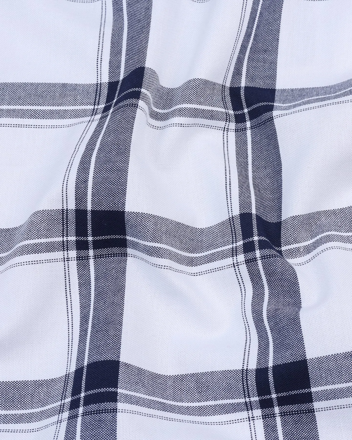 White With NavyBlue Check Oxford Cotton Designer Shirt