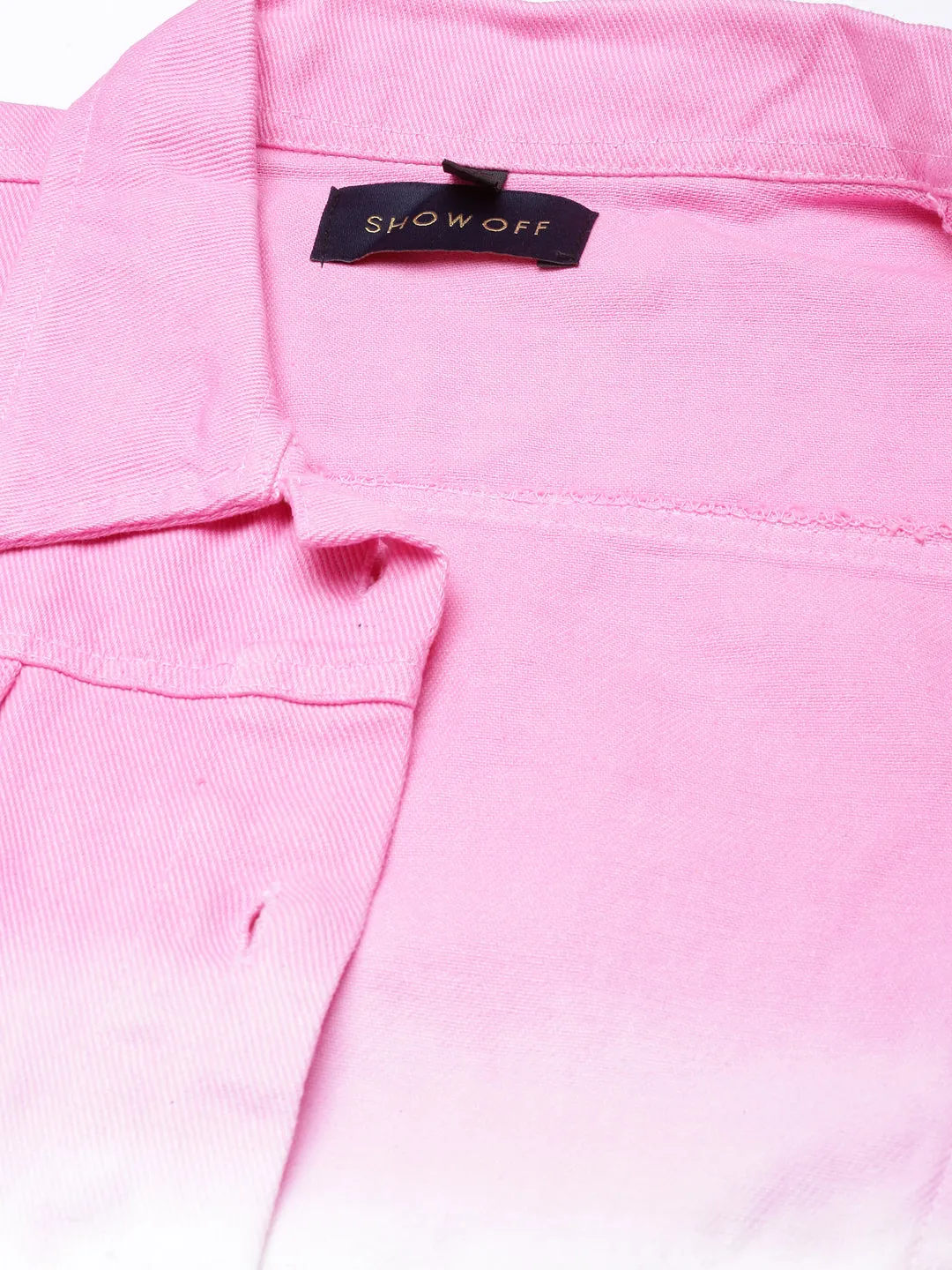 Women Pink Ombre Denim Jacket