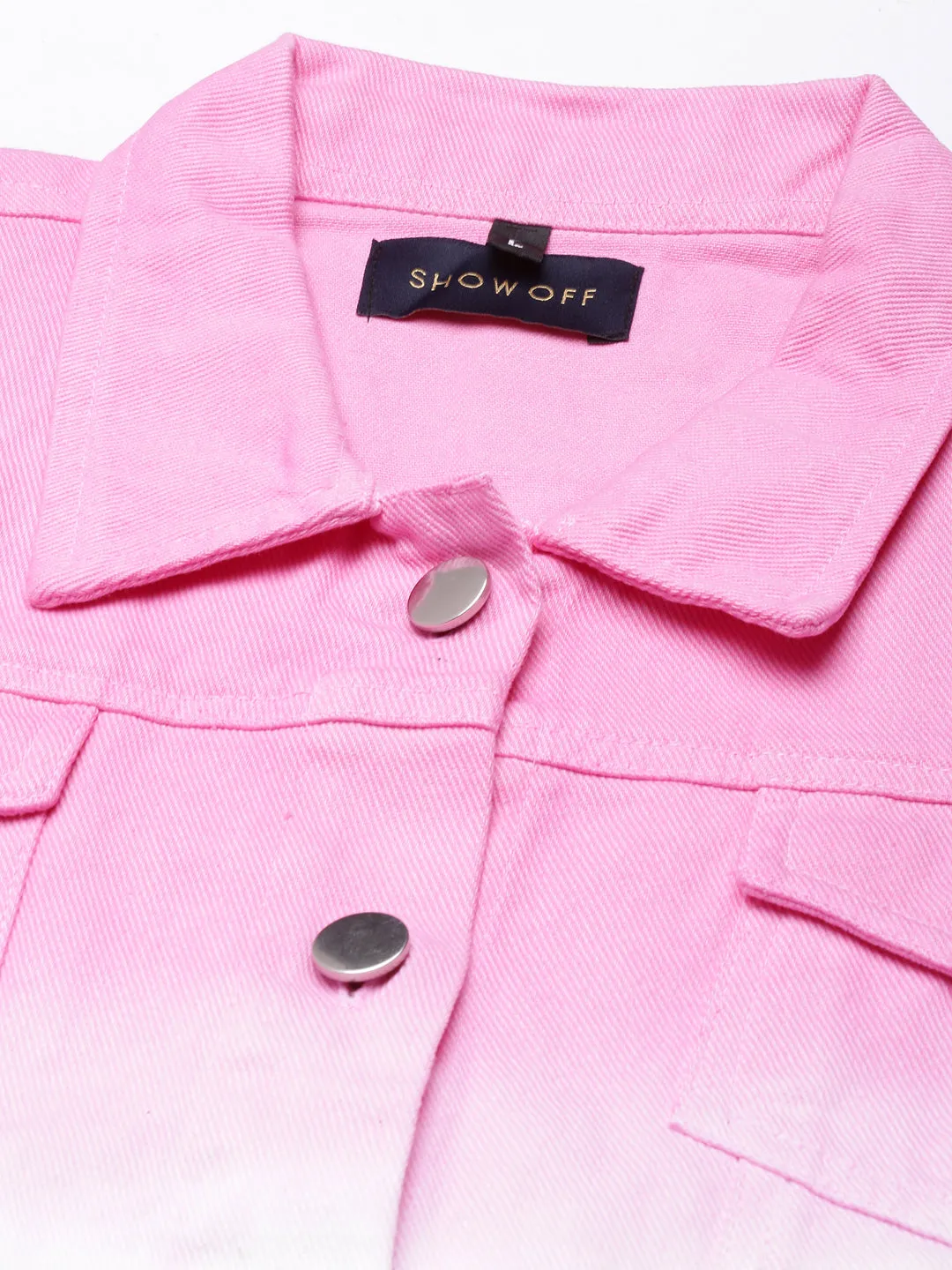 Women Pink Ombre Denim Jacket